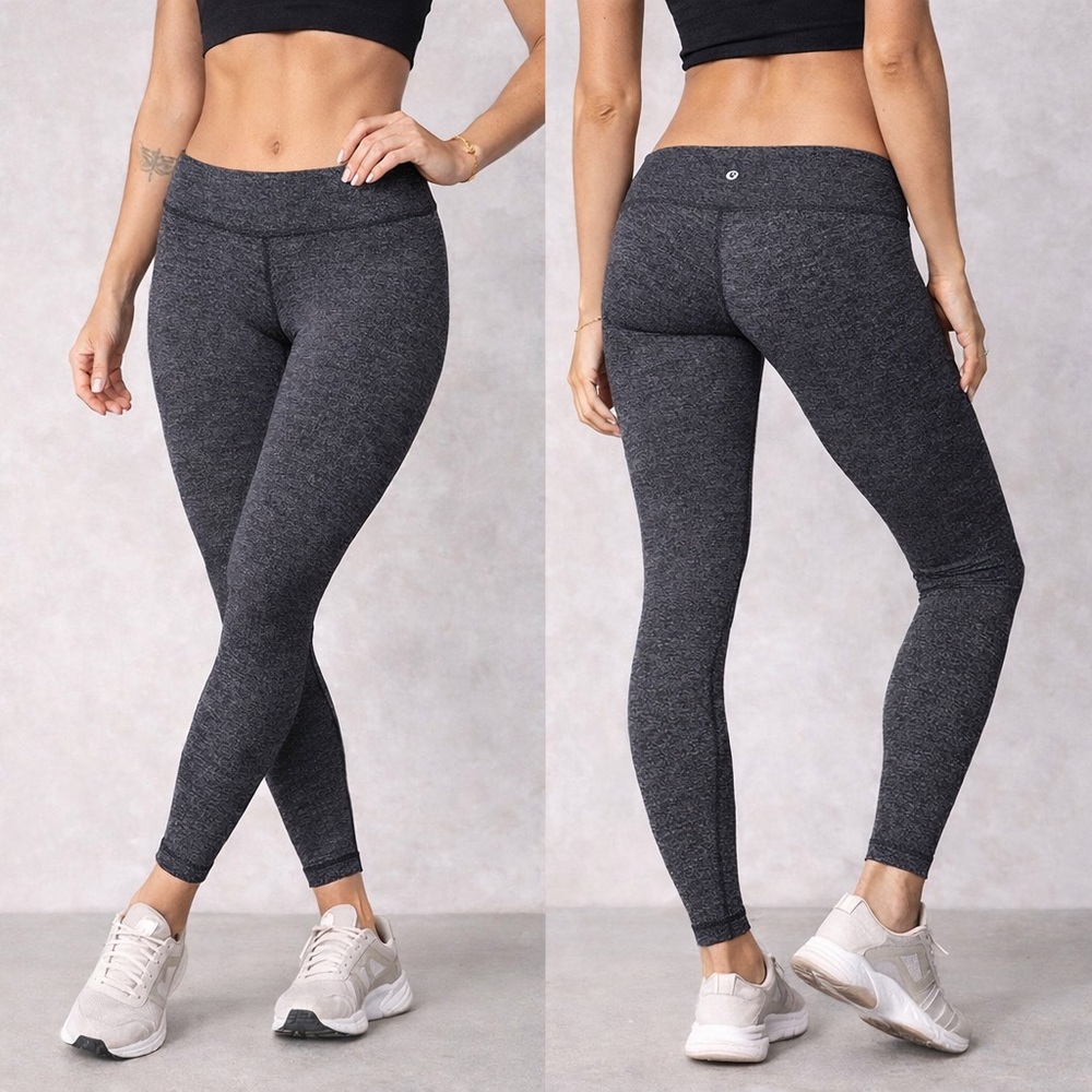 Lululemon Wunder Under Low Rise Tight 28” Size 4 Variegated Knit Heathered Black